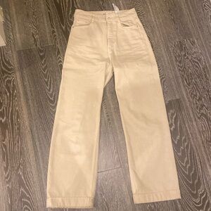 beige zara straight legged jeans